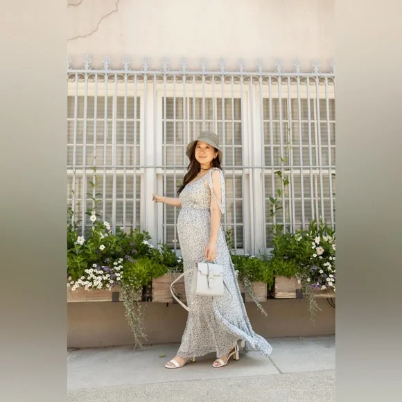 Sézane Phily Maxi Dress in Blue Floral Print FR 38 / US 6 - Picture 11 of 15